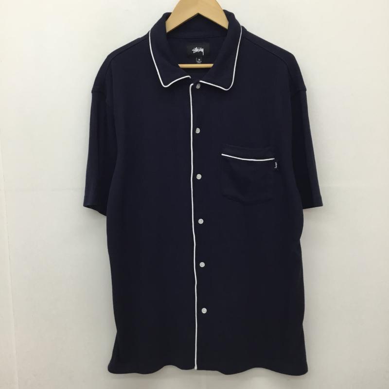 ステューシー STUSSY シャツ、ブラウス 半袖 Johnny Shirt M ロゴ、文字 紺 / ネイビー / navy メンズ USED 古着 中古 10153463