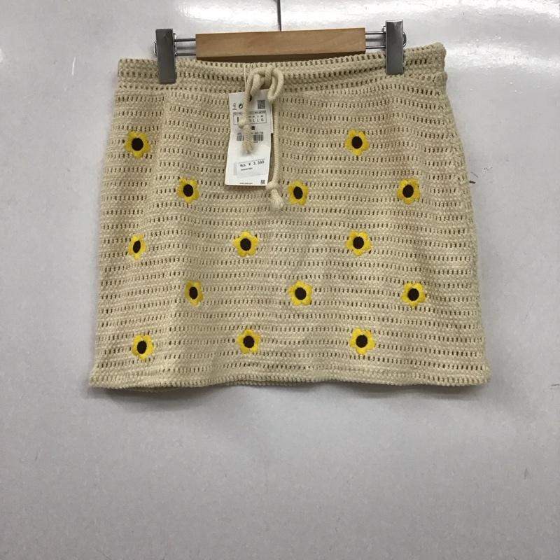 ザラ ZARA スカート ミニスカート ひまわり タグ付 L 無地 オフホワイト / オフホワイト / レディース USED 古着 中古 10153473