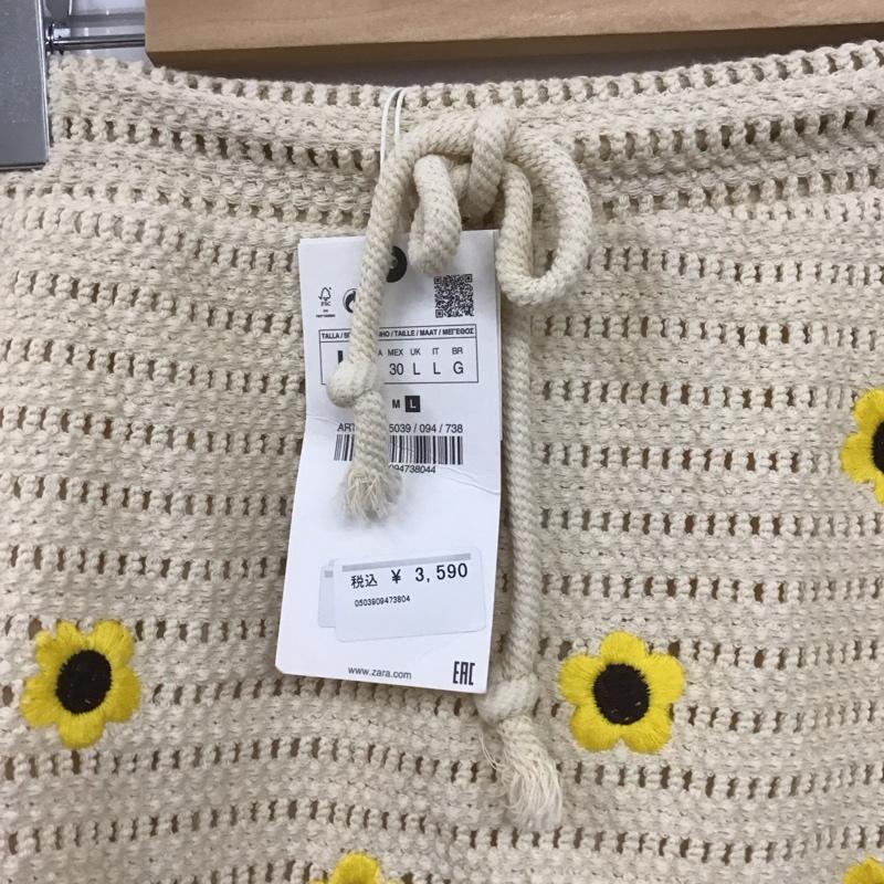 ザラ ZARA スカート ミニスカート ひまわり タグ付 L 無地 オフホワイト / オフホワイト / レディース USED 古着 中古 10153473