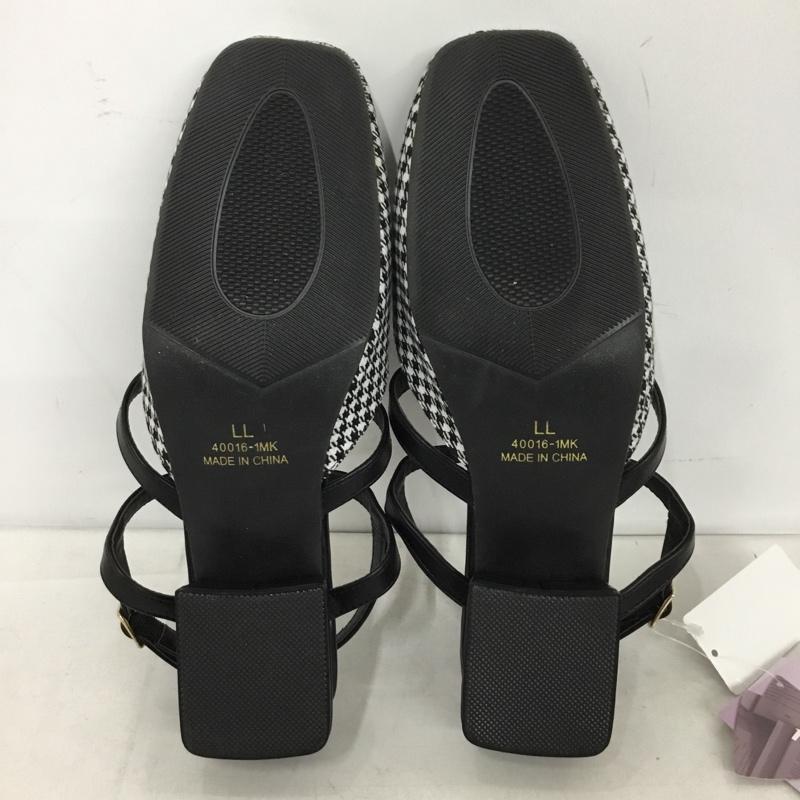 古着 USED サンダル サンダル MKダブル柄リボンパンプス melume ミュール LL LL 千鳥格子 黒 / ブラック / black X 白 / ホワイト / white レディース USED 古着 中古 10153510