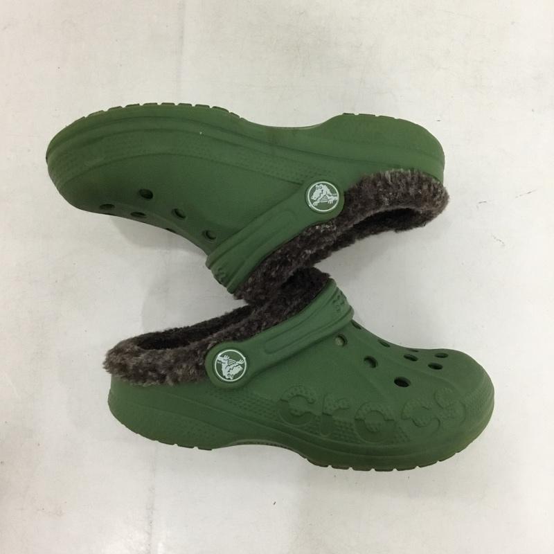 クロックス crocs シューズ シューズ バヤ ラインド クロッグ ボア C11 キッズ ロゴ、文字 カーキ / カーキ / khaki ボーイズ USED 古着 中古 10153512