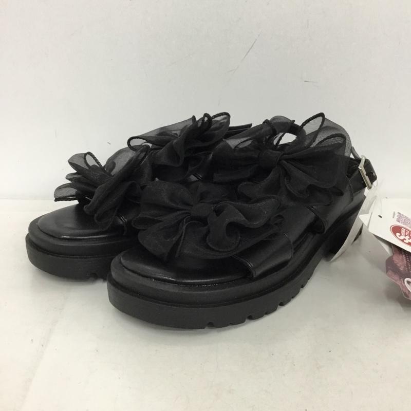 古着 USED サンダル サンダル melume レースリボンサンダル LL タグ付き LL 無地 黒 / ブラック / black レディース USED 古着 中古 10153513