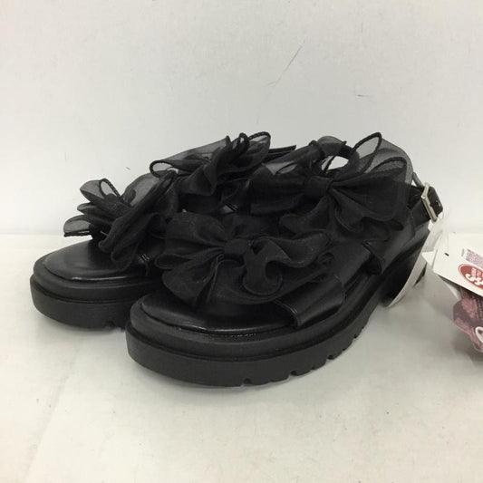 古着 USED サンダル サンダル melume レースリボンサンダル LL タグ付き LL 無地 黒 / ブラック / black レディース USED 古着 中古 10153513
