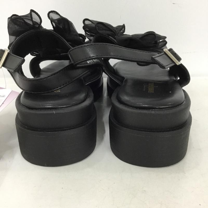 古着 USED サンダル サンダル melume レースリボンサンダル LL タグ付き LL 無地 黒 / ブラック / black レディース USED 古着 中古 10153513