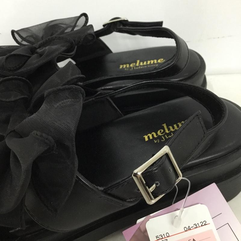 古着 USED サンダル サンダル melume レースリボンサンダル LL タグ付き LL 無地 黒 / ブラック / black レディース USED 古着 中古 10153513