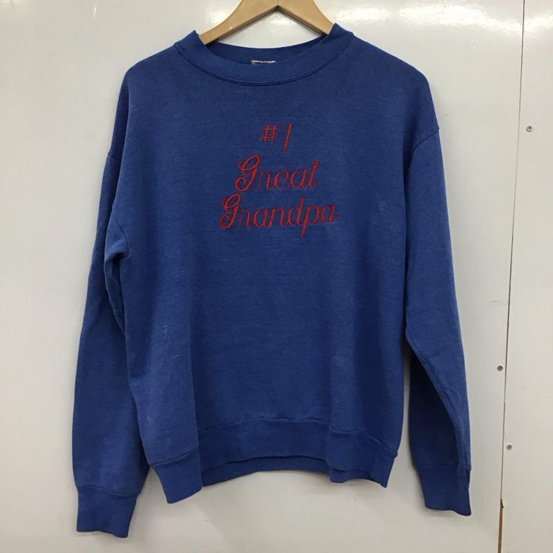 古着 USED トレーナー 長袖 長袖トレーナー スウェット クルーネック プルオーバー L ロゴ、文字 青 / ブルー / blue メンズ USED 古着 中古 10153529
