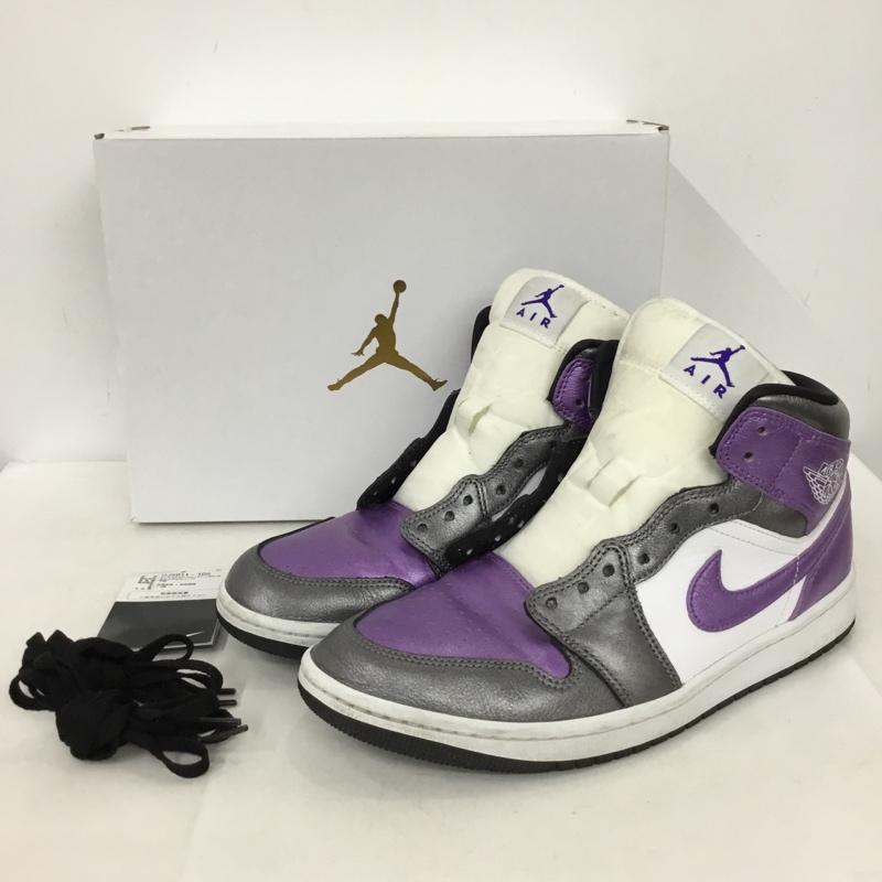 ナイキ NIKE スニーカー スニーカー HJ5911-105 AIR JORDAN 1 MID SE 27cm 箱有 27.0cm ロゴ、文字 白 / ホワイト / white X 紫 / パープル / purple X 灰 / グレー / gray メンズ USED 古着 中古 10153535