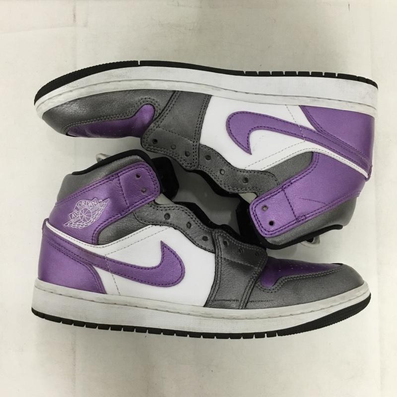 ナイキ NIKE スニーカー スニーカー HJ5911-105 AIR JORDAN 1 MID SE 27cm 箱有 27.0cm ロゴ、文字 白 / ホワイト / white X 紫 / パープル / purple X 灰 / グレー / gray メンズ USED 古着 中古 10153535