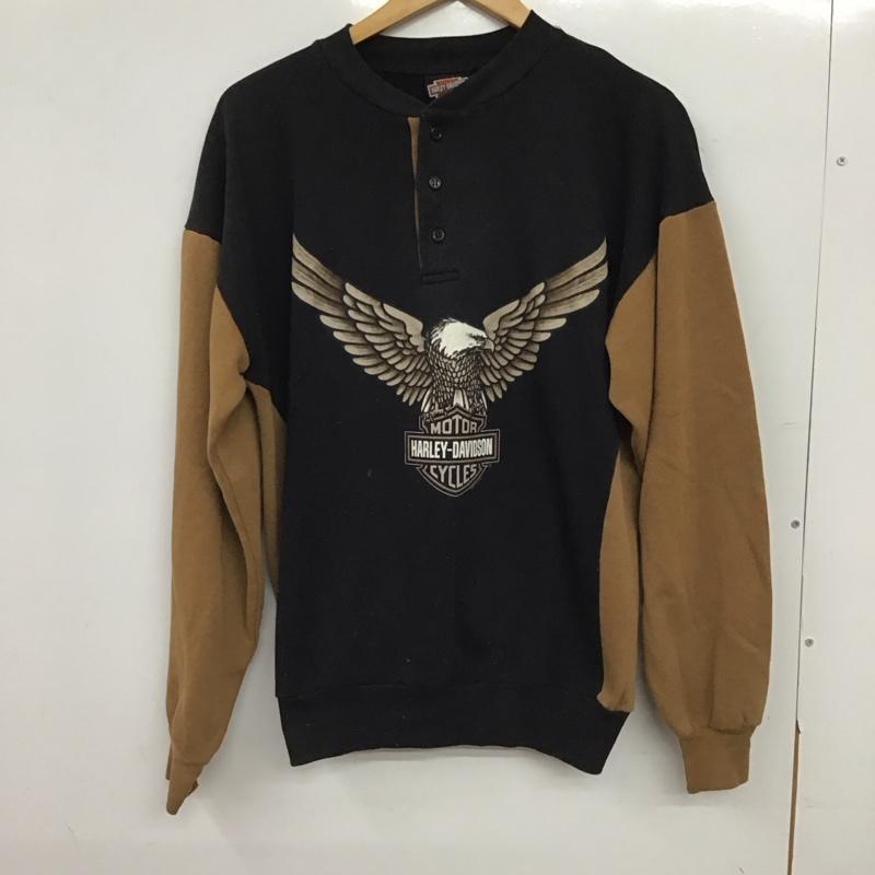 ハーレーダビッドソン Harley-Davidson トレーナー 長袖 長袖トレーナー ヘンリーネック 古着 L プリント 黒 / ブラック / black メンズ USED 古着 中古 10153546