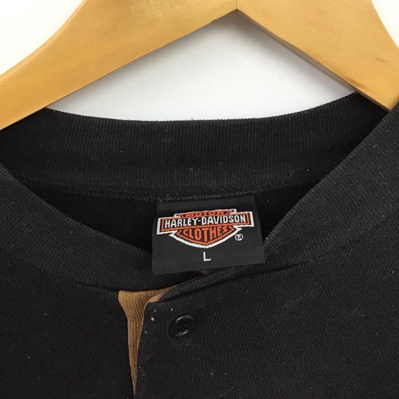 ハーレーダビッドソン Harley-Davidson トレーナー 長袖 長袖トレーナー ヘンリーネック 古着 L プリント 黒 / ブラック / black メンズ USED 古着 中古 10153546