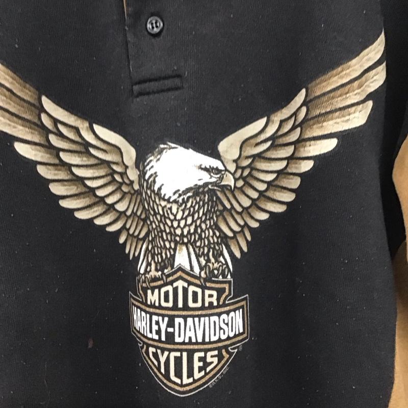 ハーレーダビッドソン Harley-Davidson トレーナー 長袖 長袖トレーナー ヘンリーネック 古着 L プリント 黒 / ブラック / black メンズ USED 古着 中古 10153546