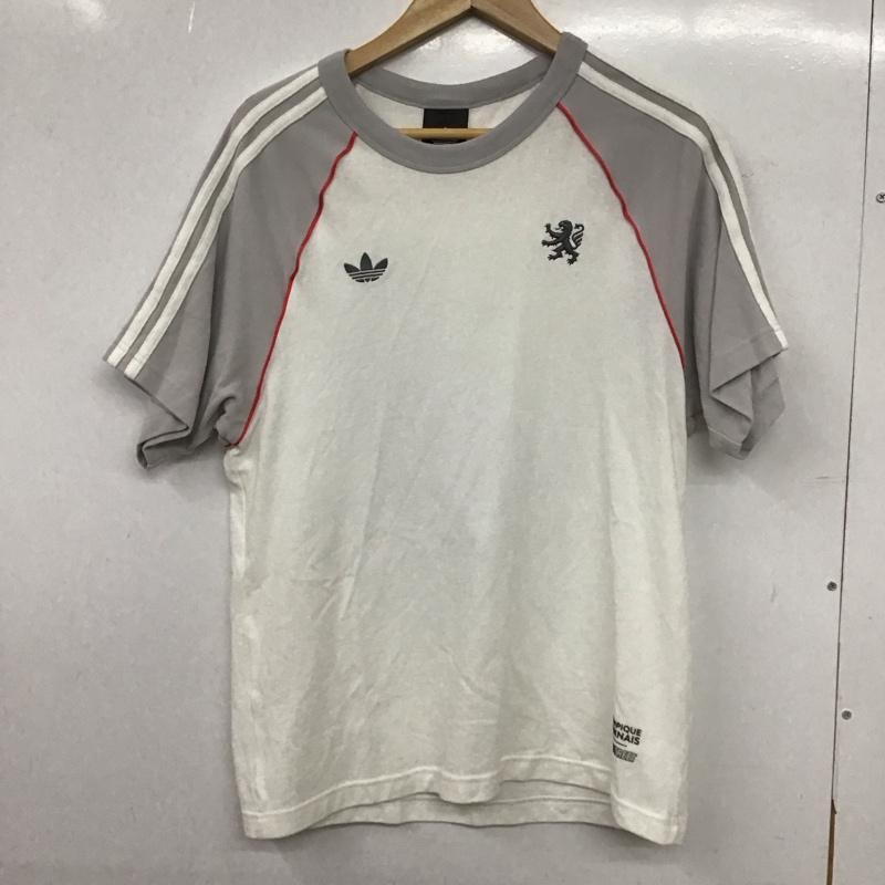 アディダス adidas Tシャツ 半袖 半袖カットソー プリントTシャツ クルーネックカットソー ロゴ、文字 白 / ホワイト / white X 灰 / グレー / gray メンズ USED 古着 中古 10153553