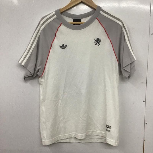 アディダス adidas Tシャツ 半袖 半袖カットソー プリントTシャツ クルーネックカットソー ロゴ、文字 白 / ホワイト / white X 灰 / グレー / gray メンズ USED 古着 中古 10153553