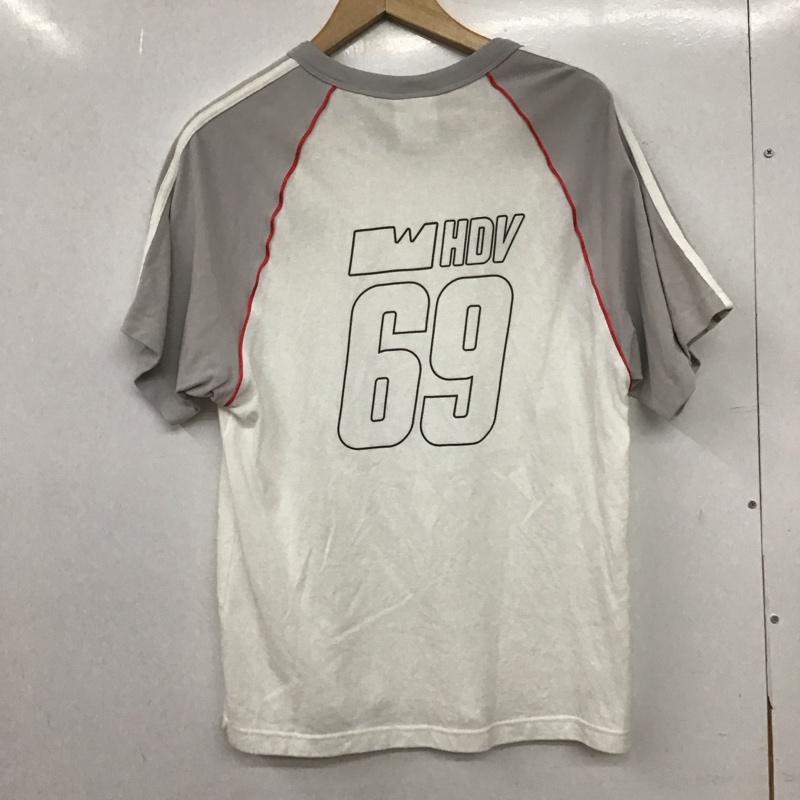 アディダス adidas Tシャツ 半袖 半袖カットソー プリントTシャツ クルーネックカットソー ロゴ、文字 白 / ホワイト / white X 灰 / グレー / gray メンズ USED 古着 中古 10153553