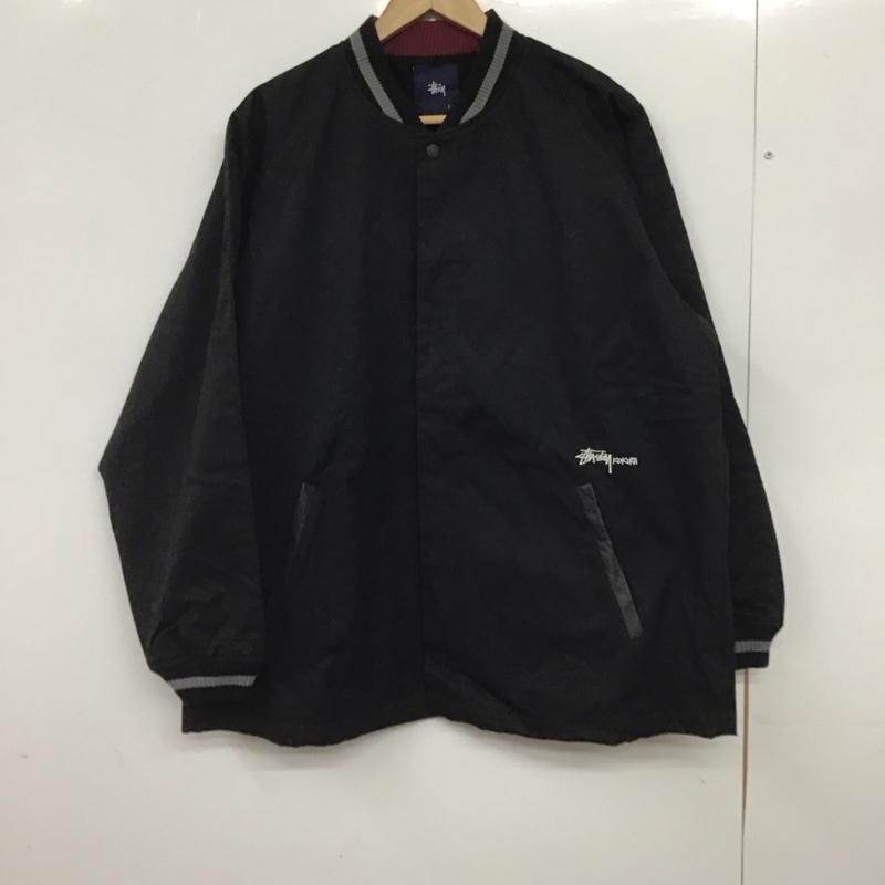 ステューシー STUSSY ジャケット、上着 ジャンパー、ブルゾン カジュアルジャケット アウター ノーカラージャケット L ロゴ、文字 黒 / ブラック / black メンズ USED 古着 中古 10153559
