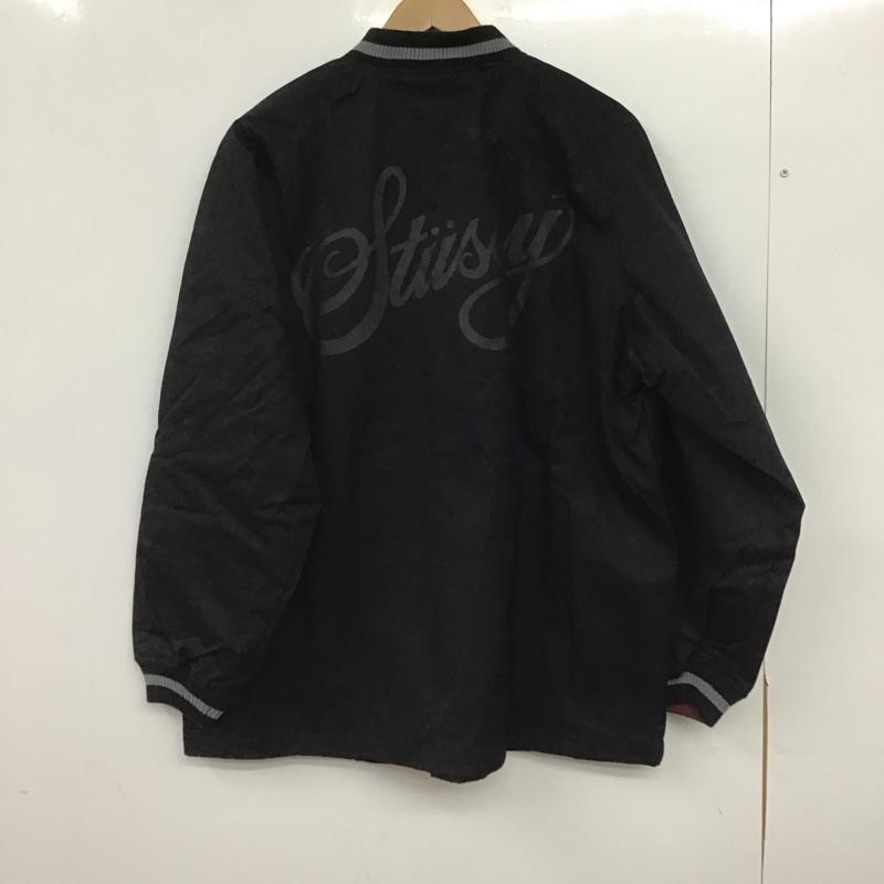 ステューシー STUSSY ジャケット、上着 ジャンパー、ブルゾン カジュアルジャケット アウター ノーカラージャケット L ロゴ、文字 黒 / ブラック / black メンズ USED 古着 中古 10153559