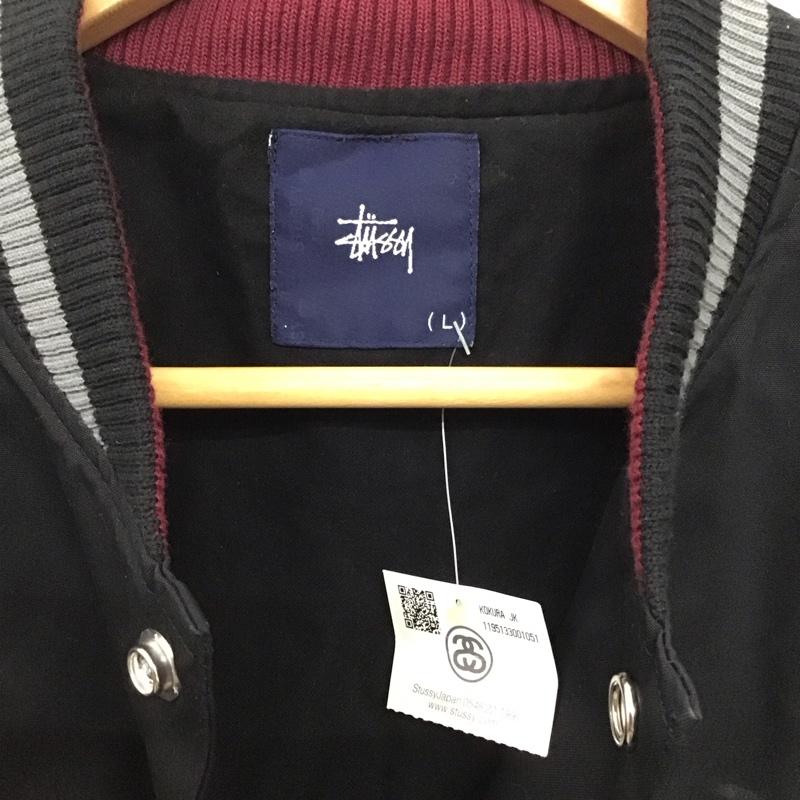 ステューシー STUSSY ジャケット、上着 ジャンパー、ブルゾン カジュアルジャケット アウター ノーカラージャケット L ロゴ、文字 黒 / ブラック / black メンズ USED 古着 中古 10153559