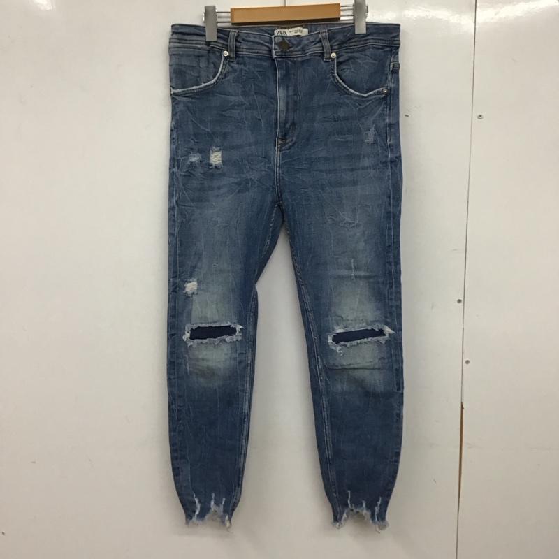 ザラ ZARA パンツ デニム、ジーンズ デニムパンツ スリムパンツ カジュアルパンツ ストレッチパンツ 44インチ ダメージ加工 インディゴ / インディゴ / Indigo メンズ USED 古着 中古 10153560