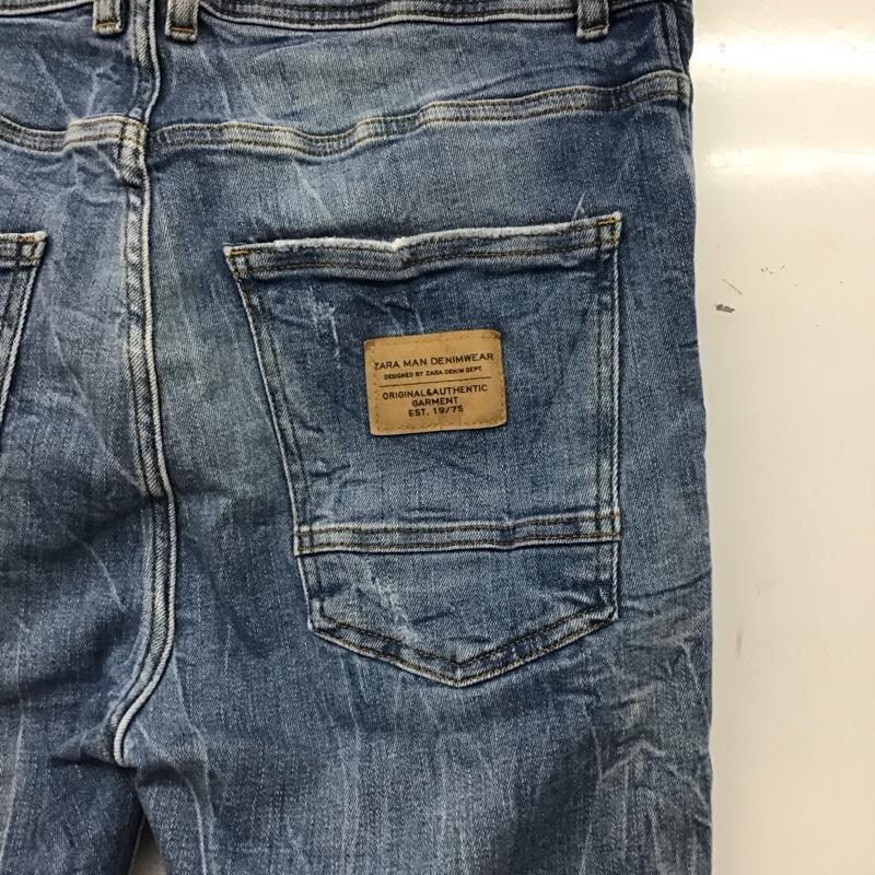 ザラ ZARA パンツ デニム、ジーンズ デニムパンツ スリムパンツ カジュアルパンツ ストレッチパンツ 44インチ ダメージ加工 インディゴ / インディゴ / Indigo メンズ USED 古着 中古 10153560