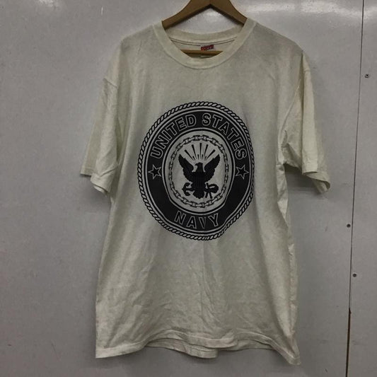 ミリタリー ミリタリー Tシャツ 半袖 半袖カットソー プリントTシャツ クルーネックカットソー L プリント 白 / ホワイト / white メンズ USED 古着 中古 10153562