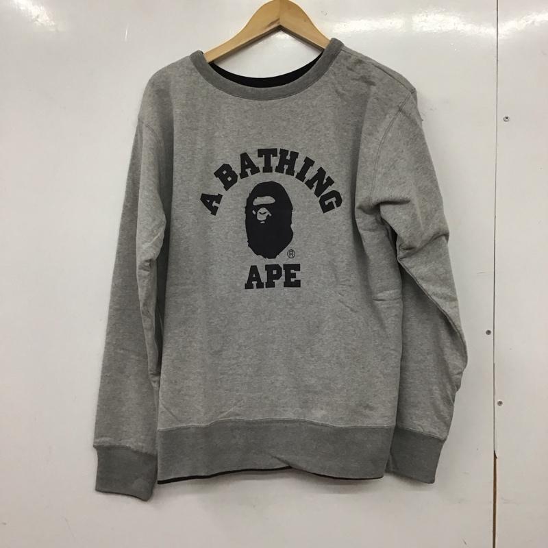 アベイシングエイプ A BATHING APE トレーナー 長袖 長袖トレーナー スウェット クルーネック プルオーバー M プリント 灰 / グレー / gray メンズ USED 古着 中古 10153564