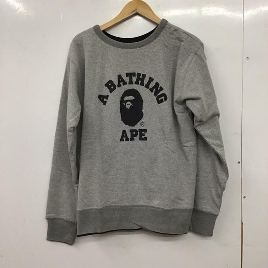 アベイシングエイプ A BATHING APE トレーナー 長袖 長袖トレーナー スウェット クルーネック プルオーバー M プリント 灰 / グレー / gray メンズ USED 古着 中古 10153564