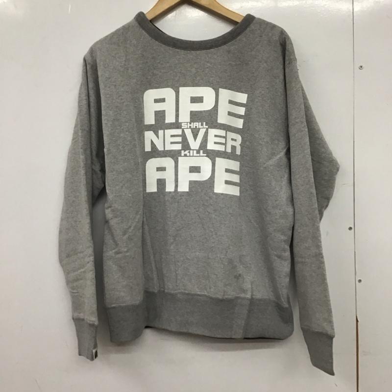 アベイシングエイプ A BATHING APE トレーナー 長袖 長袖トレーナー スウェット クルーネック プルオーバー M プリント 灰 / グレー / gray メンズ USED 古着 中古 10153564