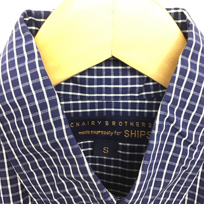 シップス SHIPS シャツ、ブラウス 長袖 長袖シャツ チェックシャツ カラーシャツ ボタンダウンシャツ S チェック 白 / ホワイト / white X 紺 / ネイビー / navy メンズ USED 古着 中古 10153565