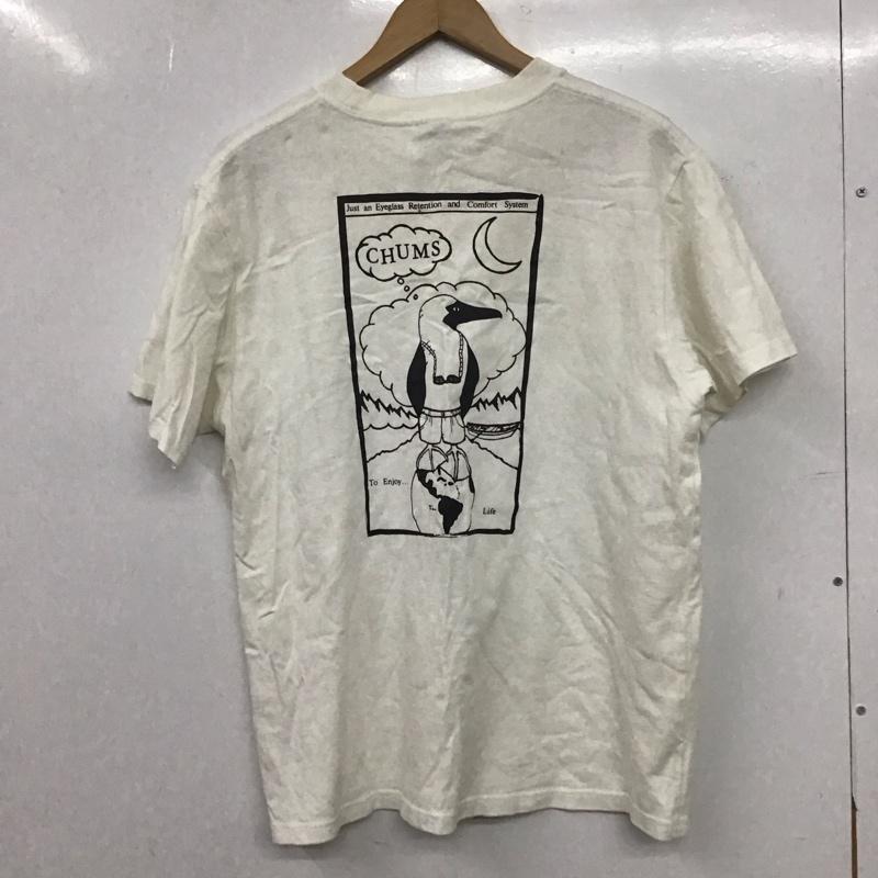 チャムス CHUMS Tシャツ 半袖 半袖カットソー プリントTシャツ クルーネックカットソー M ロゴ、文字 白 / ホワイト / white メンズ USED 古着 中古 10153572