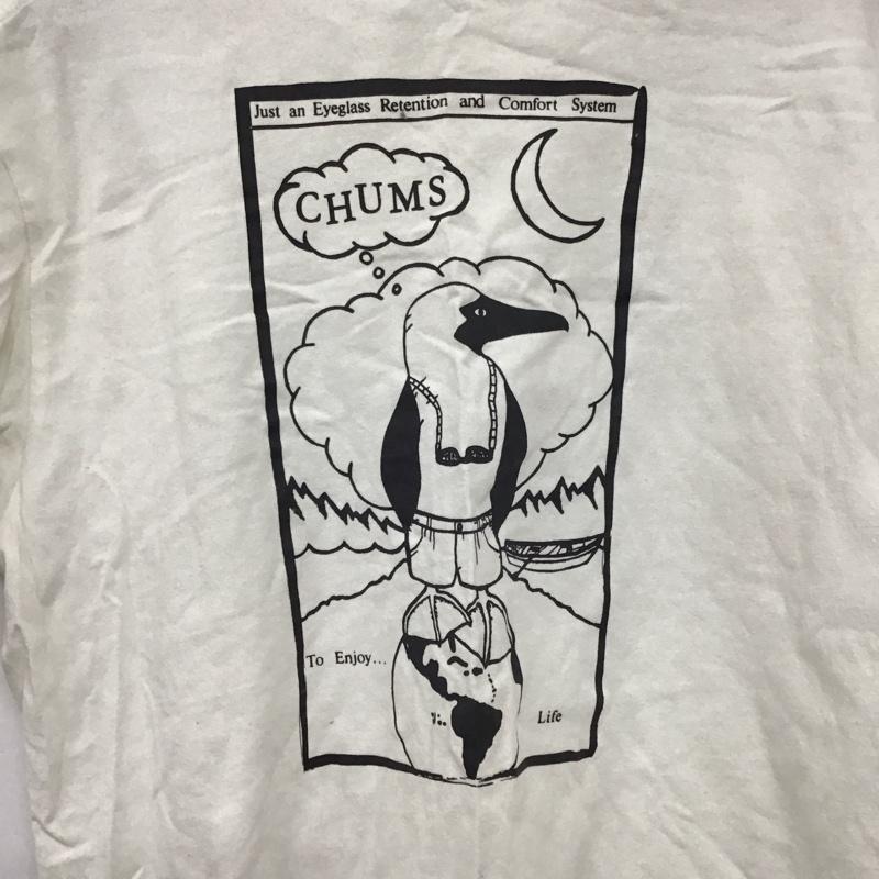 チャムス CHUMS Tシャツ 半袖 半袖カットソー プリントTシャツ クルーネックカットソー M ロゴ、文字 白 / ホワイト / white メンズ USED 古着 中古 10153572