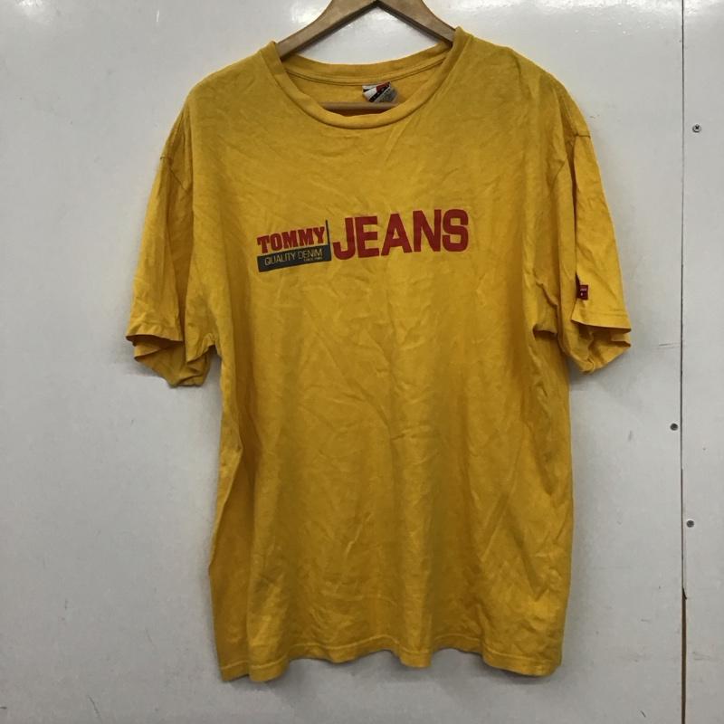 トミー ジーンズ TOMMY JEANS Tシャツ 半袖 半袖カットソー プリントTシャツ クルーネックカットソー L ロゴ、文字 黄 / イエロー / yellow メンズ USED 古着 中古 10153574