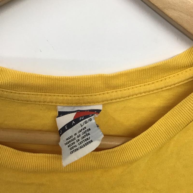 トミー ジーンズ TOMMY JEANS Tシャツ 半袖 半袖カットソー プリントTシャツ クルーネックカットソー L ロゴ、文字 黄 / イエロー / yellow メンズ USED 古着 中古 10153574