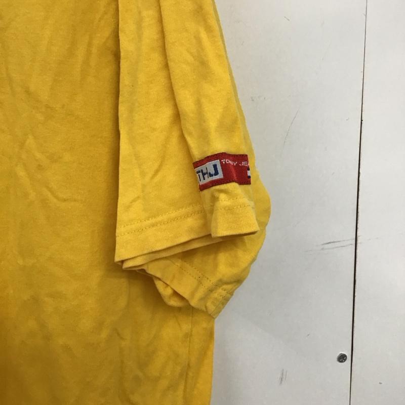 トミー ジーンズ TOMMY JEANS Tシャツ 半袖 半袖カットソー プリントTシャツ クルーネックカットソー L ロゴ、文字 黄 / イエロー / yellow メンズ USED 古着 中古 10153574