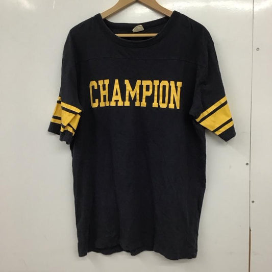 チャンピオン Champion Tシャツ 半袖 半袖カットソー プリントTシャツ クルーネックカットソー XL ロゴ、文字 紺 / ネイビー / navy メンズ USED 古着 中古 10153575