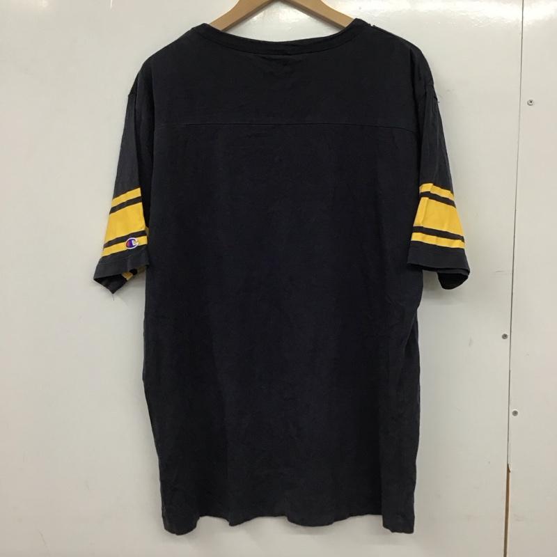チャンピオン Champion Tシャツ 半袖 半袖カットソー プリントTシャツ クルーネックカットソー XL ロゴ、文字 紺 / ネイビー / navy メンズ USED 古着 中古 10153575