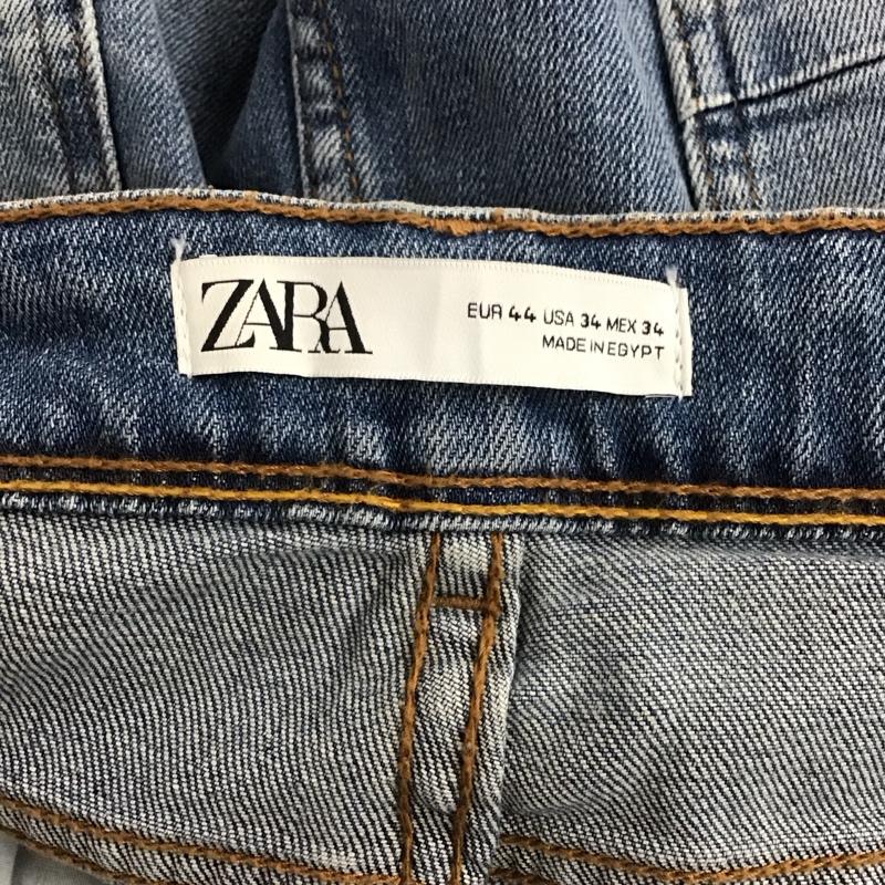 ザラ ZARA パンツ デニム、ジーンズ デニムパンツ スリムパンツ カジュアルパンツ ストレッチパンツ 44 プリント X ダメージ加工 インディゴ / インディゴ / Indigo メンズ USED 古着 中古 10153577