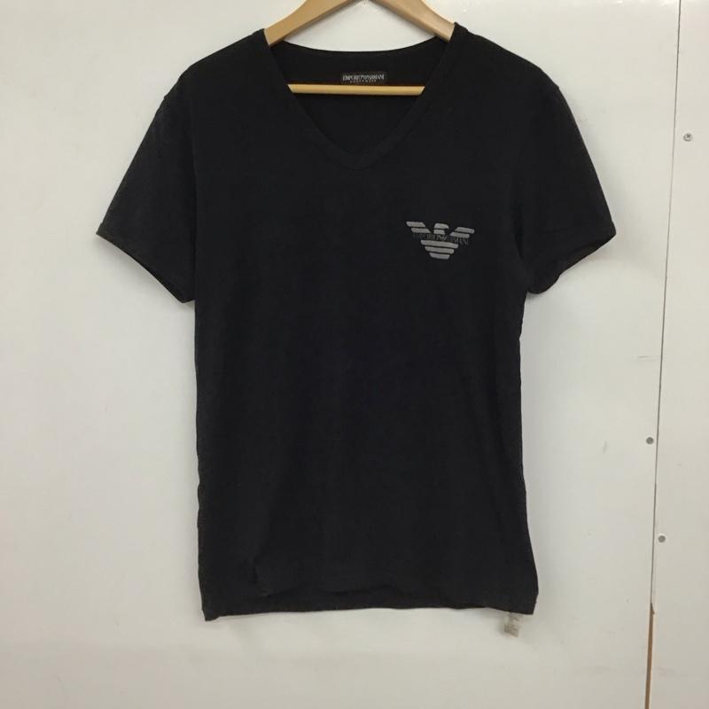 エンポリオアルマーニ EMPORIO ARMANI Tシャツ 半袖 半袖カットソー プリントTシャツ Vネックカットソー L ロゴ、文字 黒 / ブラック / black メンズ USED 古着 中古 10153580