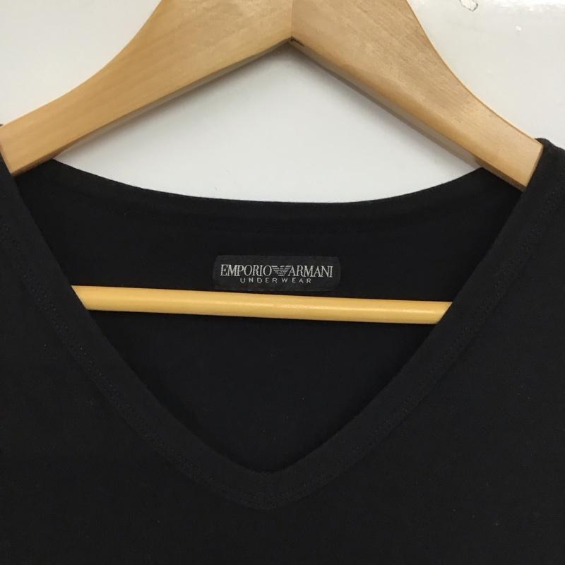 エンポリオアルマーニ EMPORIO ARMANI Tシャツ 半袖 半袖カットソー プリントTシャツ Vネックカットソー L ロゴ、文字 黒 / ブラック / black メンズ USED 古着 中古 10153580