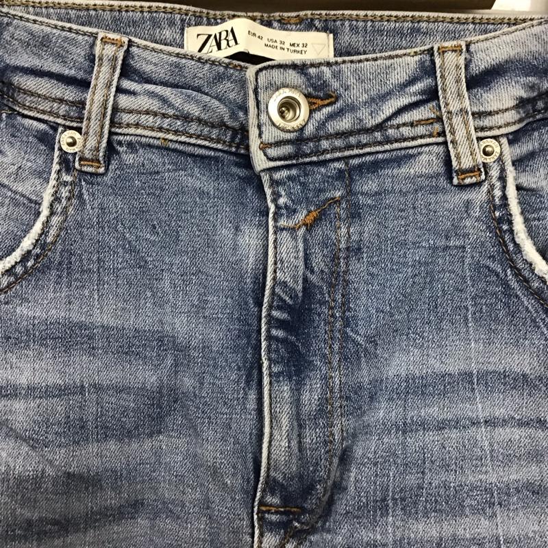 ザラ ZARA パンツ デニム、ジーンズ デニムパンツ スリムパンツ カジュアルパンツ ストレッチパンツ 42インチ ダメージ加工 インディゴ / インディゴ / Indigo メンズ USED 古着 中古 10153584