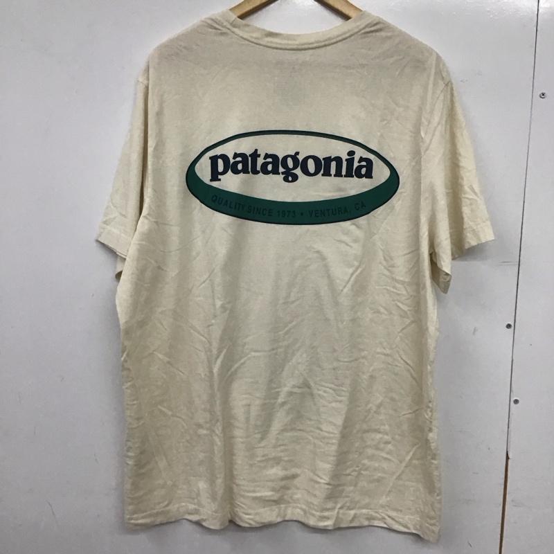パタゴニア patagonia Tシャツ 半袖 半袖カットソー プリントTシャツ クルーネックカットソー XL ロゴ、文字 アイボリー / アイボリー / メンズ USED 古着 中古 10153593