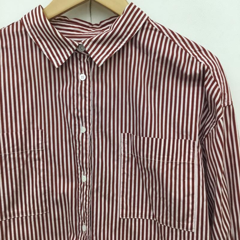 ミスティック mystic シャツ、ブラウス 長袖 FREE ストライプ 赤 / レッド / red レディース USED 古着 中古 10153600