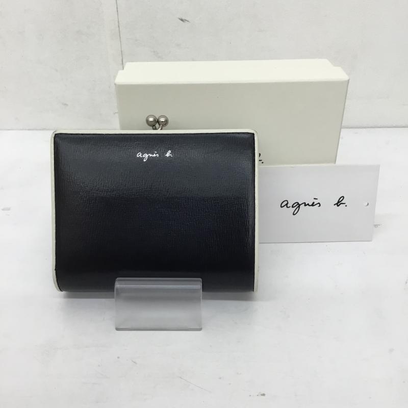 アニエス・ベー agnes b. 財布 二つ折り ロゴ、文字 黒 / ブラック / black レディース USED 古着 中古 10153605