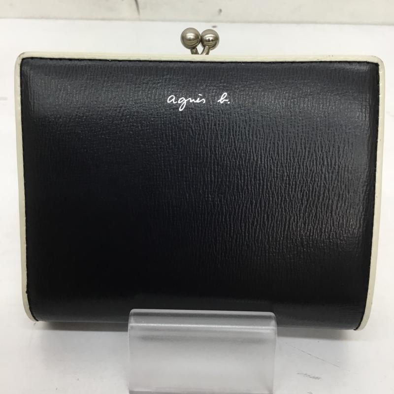 アニエス・ベー agnes b. 財布 二つ折り ロゴ、文字 黒 / ブラック / black レディース USED 古着 中古 10153605