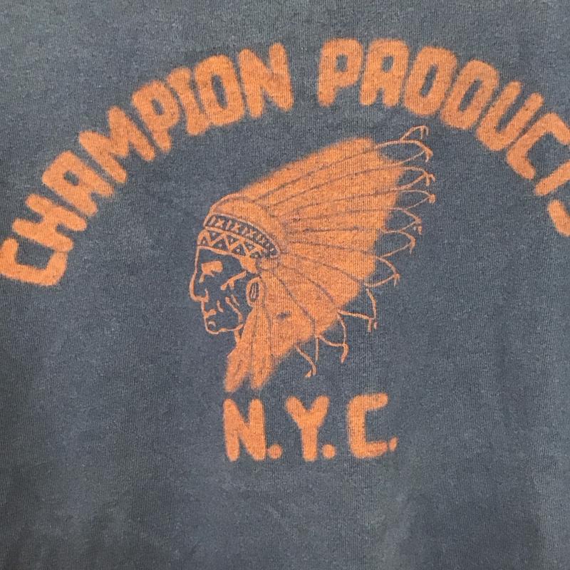 チャンピオン Campion Tシャツ 半袖 半袖カットソー プリントTシャツ クルーネックカットソー L ロゴ、文字 紺 / ネイビー / navy メンズ USED 古着 中古 10153608