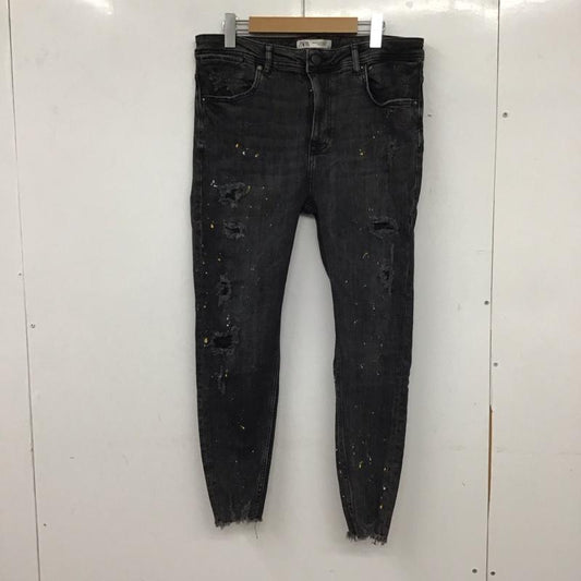 ザラ ZARA パンツ デニム、ジーンズ デニムパンツ スリムパンツ カジュアルパンツ ストレッチパンツ 42インチ プリント X ダメージ加工 ダークグレー / ダークグレー / メンズ USED 古着 中古 10153622