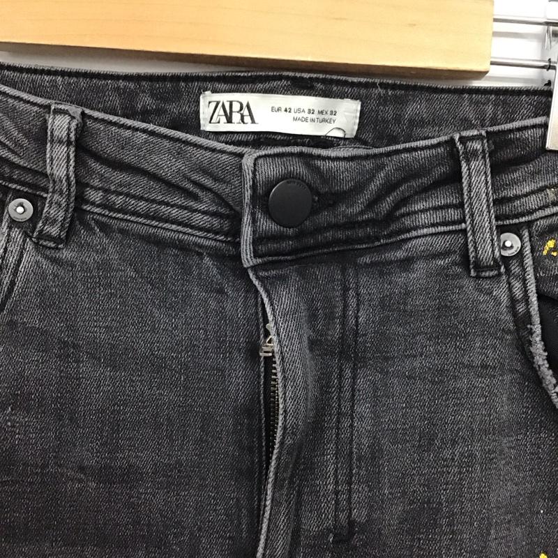ザラ ZARA パンツ デニム、ジーンズ デニムパンツ スリムパンツ カジュアルパンツ ストレッチパンツ 42インチ プリント X ダメージ加工 ダークグレー / ダークグレー / メンズ USED 古着 中古 10153622