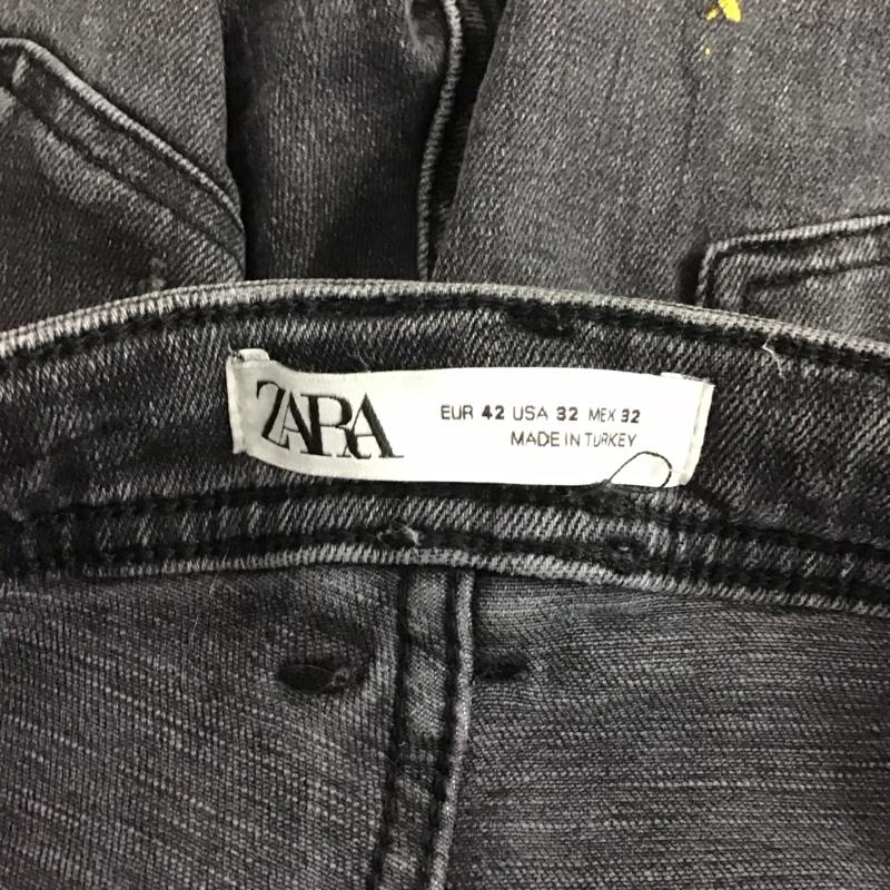 ザラ ZARA パンツ デニム、ジーンズ デニムパンツ スリムパンツ カジュアルパンツ ストレッチパンツ 42インチ プリント X ダメージ加工 ダークグレー / ダークグレー / メンズ USED 古着 中古 10153622