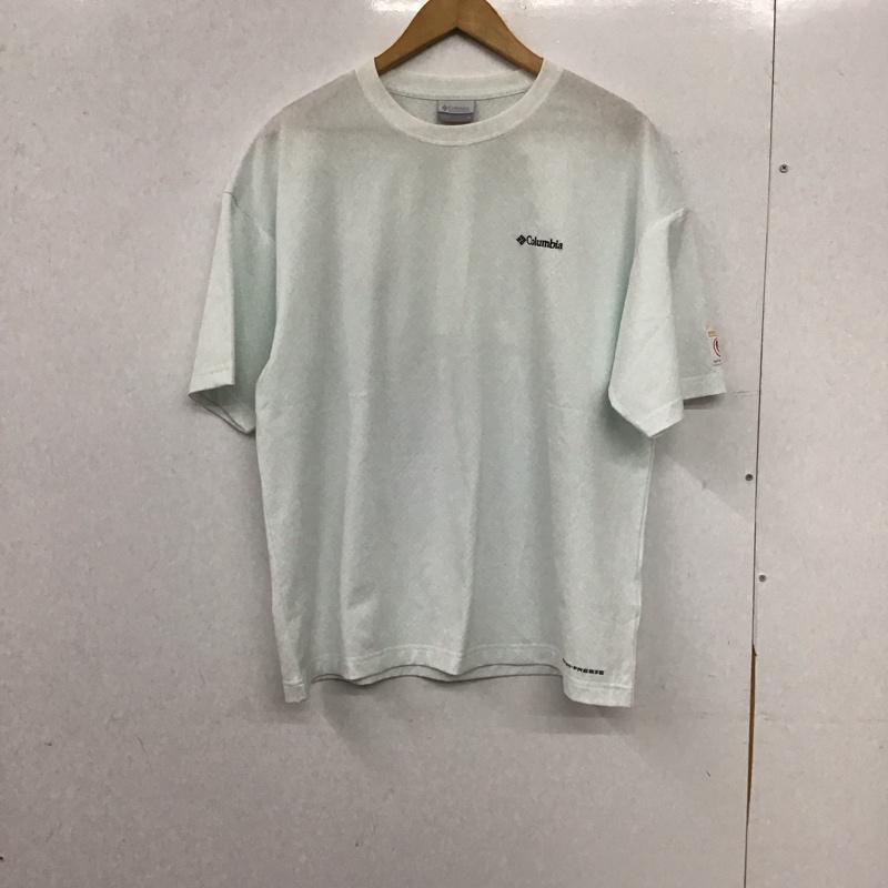 コロンビア Columbia Tシャツ 半袖 半袖カットソー プリントTシャツ クルーネックカットソー M 総柄 白 / ホワイト / white X 水色 / ライトブルー / メンズ USED 古着 中古 10153627