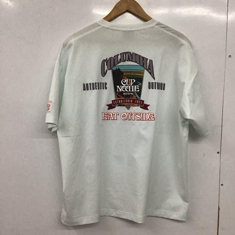 コロンビア Columbia Tシャツ 半袖 半袖カットソー プリントTシャツ クルーネックカットソー M 総柄 白 / ホワイト / white X 水色 / ライトブルー / メンズ USED 古着 中古 10153627