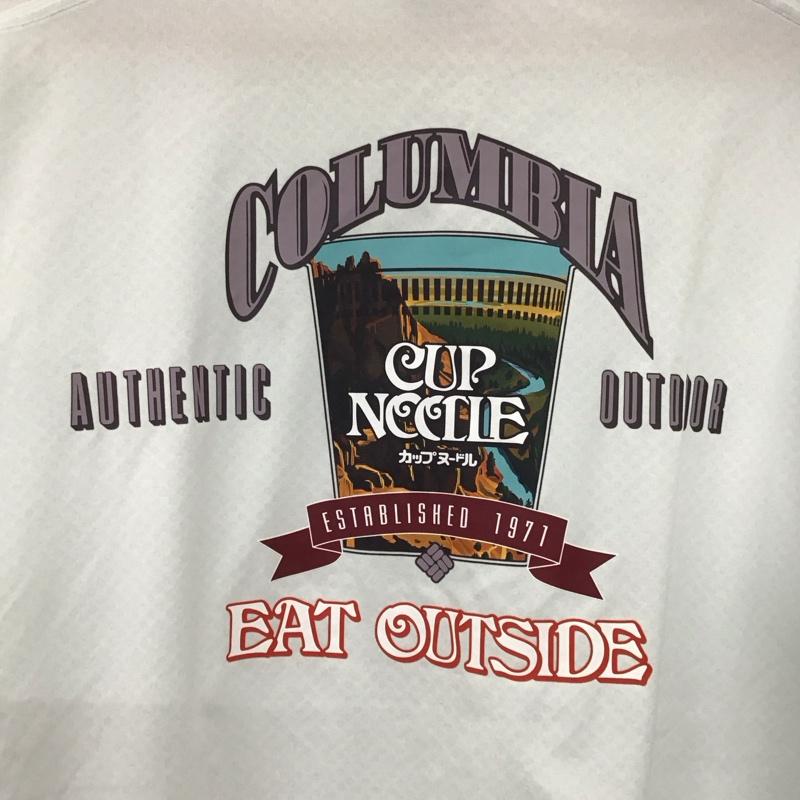 コロンビア Columbia Tシャツ 半袖 半袖カットソー プリントTシャツ クルーネックカットソー M 総柄 白 / ホワイト / white X 水色 / ライトブルー / メンズ USED 古着 中古 10153627